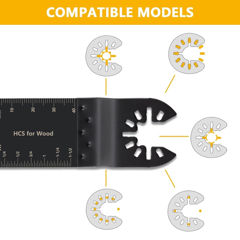 Carrollar 100Pcs Oscillating Saw Blades, Universal Oscillating Tool Blades, Multi Tool Blades Kits for Wood Plastics Metal,Quick Release Blades for Dewalt Ryobi Bosch Milwaukee - Image 5
